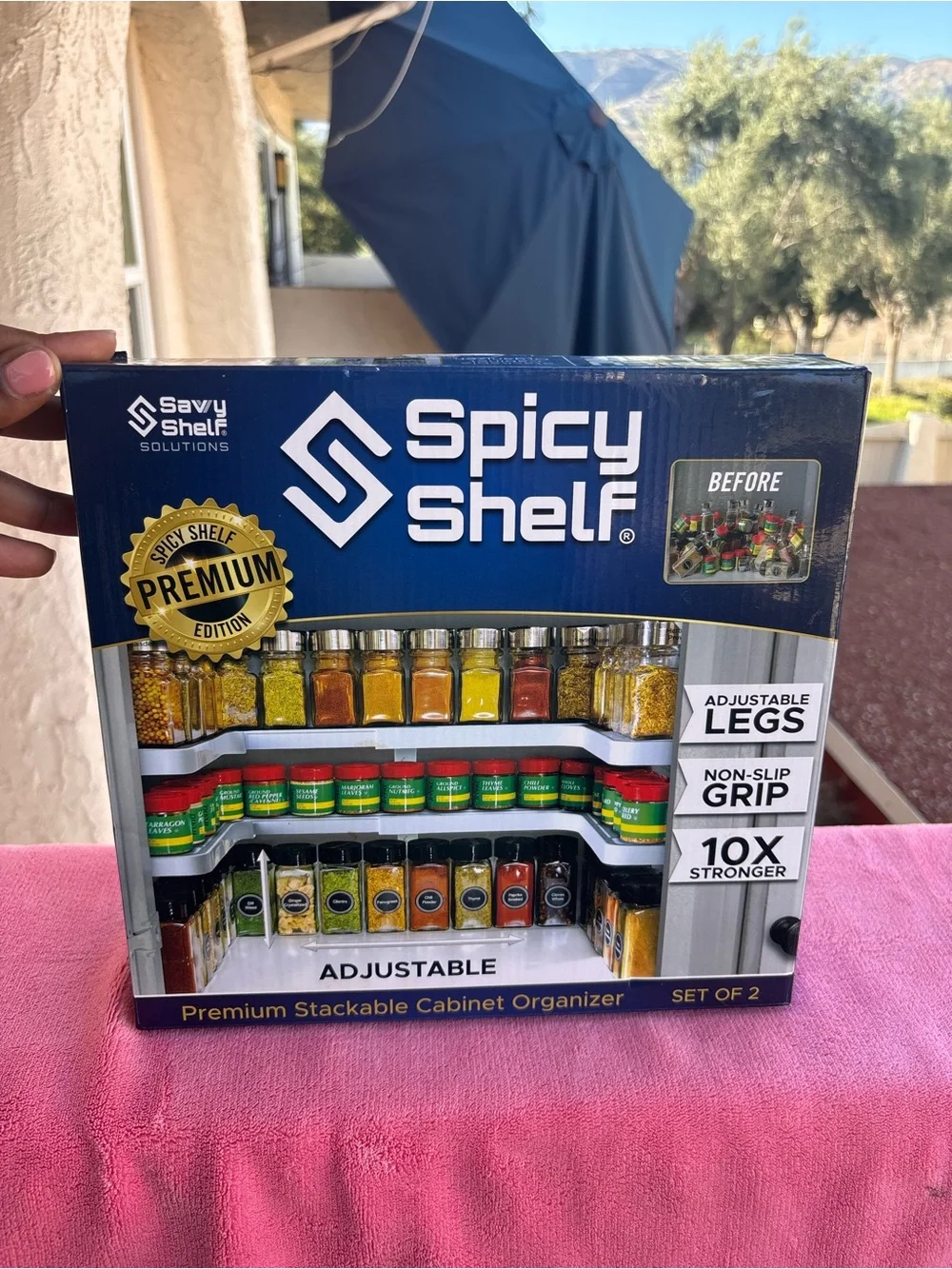 Spicy Shelf Premium Adjustable Stackable Cabinet Organizer Set of 2 New